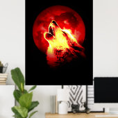 Wolf en Red Moon Poster (Thuiskantoor)