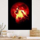Wolf en Red Moon Poster (Keuken)