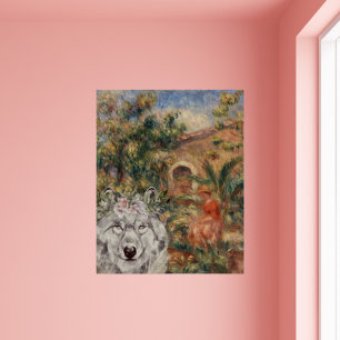 Wolf en Renoir's Farmhouse Painting Poster