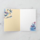 Wolf et Robins Carte d'hiver pliée neige (Intérieur)