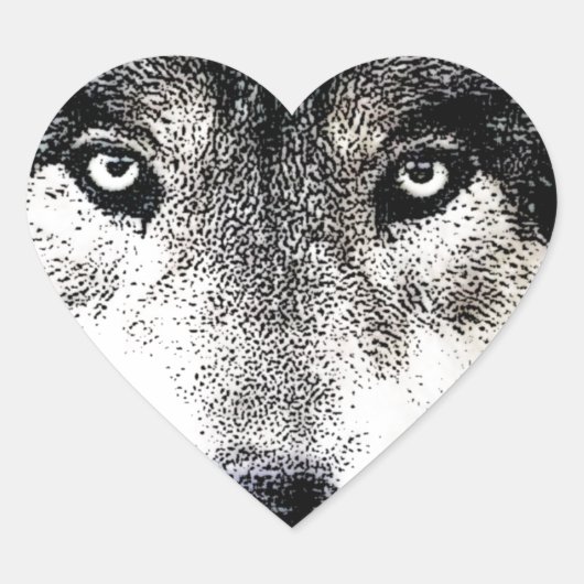 Wolf Eyes Hart Sticker (Voorkant)