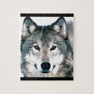 Wolf Eyes in bossen wild natuur animal Print Legpuzzel