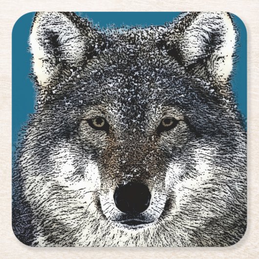 Wolf Eyes Vierkante Kartonnen Onderzetter (Voorkant)