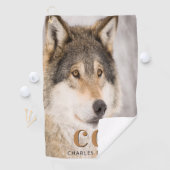 Wolf face head-naam golfhanddoek (Insitu)