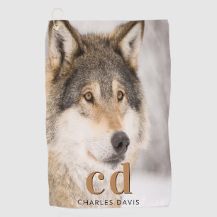 Wolf face head-naam golfhanddoek