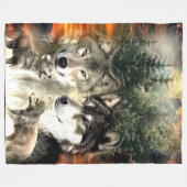 WOLF FAMILIE FLEECE DEKEN (Voorkant (Horizontaal))