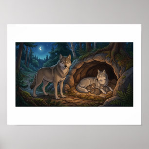 Wolf Familie Poster