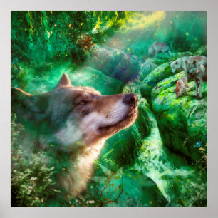 Wolf Familie VRIJ OM ONZE LEVEN TE LEVEN Poster