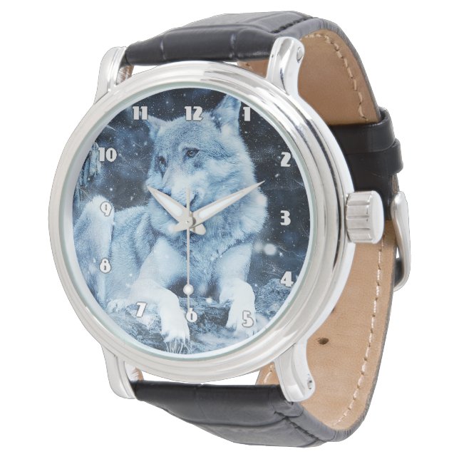 Wolf Fantasy Mannen Horloge (Gekanteld)