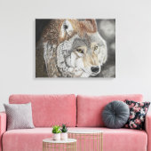 Wolf - Farbstiftzeichnung Canvas Afdruk (Insitu (Woonkamer))