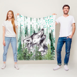 Wolf Fleece Blanket Colorful Wolf Fleece Blanket Deken