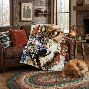Wolf fleece deken