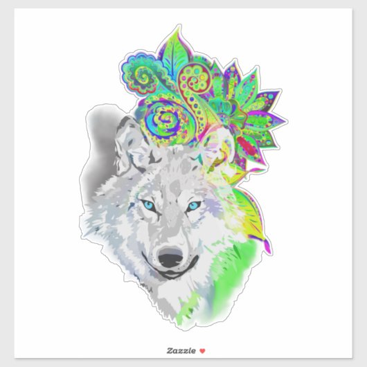 Wolf Floral Sticker (Vel)