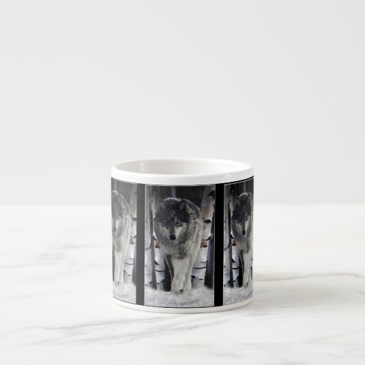 Wolf & Forêt de neige Espresso Café Mug (Devant)