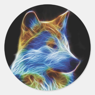 Wolf Fractal Ronde Sticker