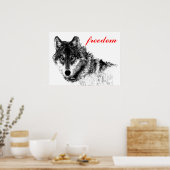 Wolf Freedom Motivatie Inspirerend Poster (Keuken)