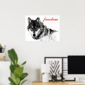 Wolf Freedom Motivatie Inspirerend Poster (Thuiskantoor)