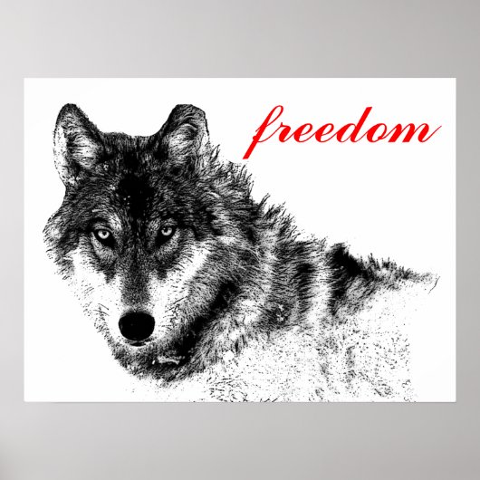Wolf Freedom Motivatie Inspirerend Poster (Voorkant)