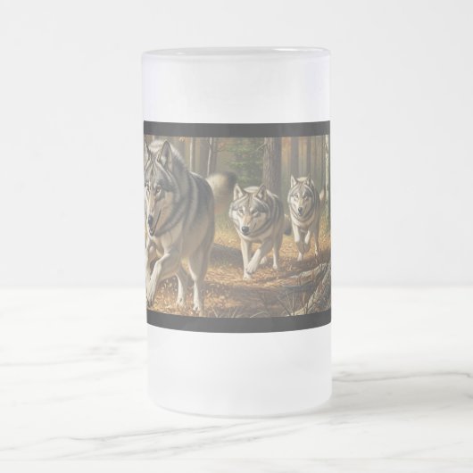 Wolf Frosted Glass Mug style 1 (Centre)