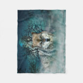Wolf Full Moon in mist Fleece Deken (Voorkant)