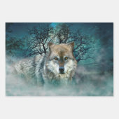 Wolf Full Moon in mist Inpakpapier Vel (Voorkant)