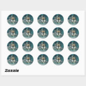 Wolf Full Moon in mist Ronde Sticker (Vel)
