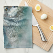 Wolf Full Moon in mist Theedoek (Quarter Fold)