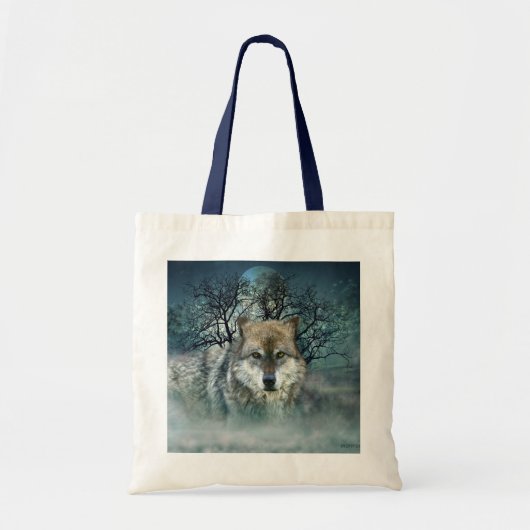 Wolf Full Moon in mist Tote Bag (Voorkant)