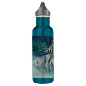 Wolf Full Moon in mist Waterfles (Links)