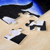 Wolf Fullmoon en Blue Night - Wilde dieren Art Legpuzzel (Zijkant)