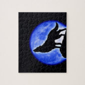Wolf Fullmoon en Blue Night - Wilde dieren Art Legpuzzel (Verticaal)