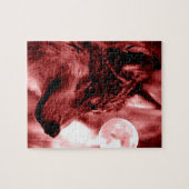 Wolf Fullmoon & Red Night - Wilde dieren Art Legpuzzel (Horizontaal)