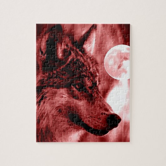 Wolf Fullmoon & Red Night - Wilde dieren Art Legpuzzel (Verticaal)