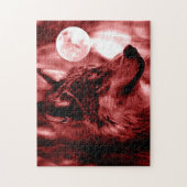 Wolf Fullmoon & Red Night - Wilde dieren Art Legpuzzel (Verticaal)