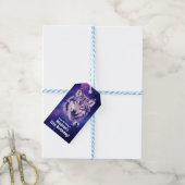 Wolf Galaxy Stars Kosmisch Verjaardagsfeest Cadeaulabel (Met Touw)