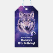 Wolf Galaxy Stars Kosmisch Verjaardagsfeest Cadeaulabel (Achterkant)