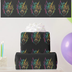 Wolf geest fenrir wolven gezicht geschenkverpakkin cadeaupapier