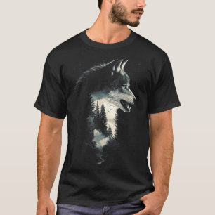 Wolf gezicht bos natuur dieren huilende vogel t-shirt