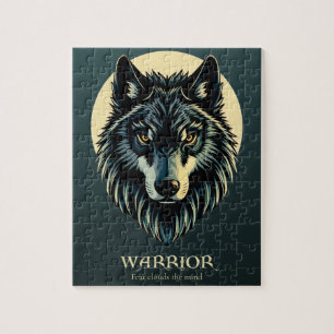 Wolf gezicht fenrir tribal krijger geen angst fenr legpuzzel