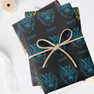 Wolf gezicht fenrir Wrapping Paper Blad Set van 3