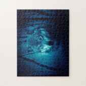 Wolf gezicht in donker fantasiebos legpuzzel (Verticaal)