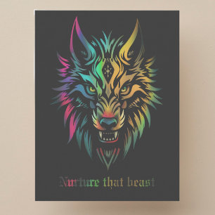 Wolf gezicht kleurrijke airbrush Nurture dat beest Briefkaart