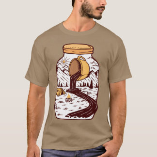 Wolf Glass Coffee Nature Camping Hiker Camping fri T-shirt