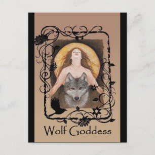 Wolf Goddess briefkaart van Lori Karels