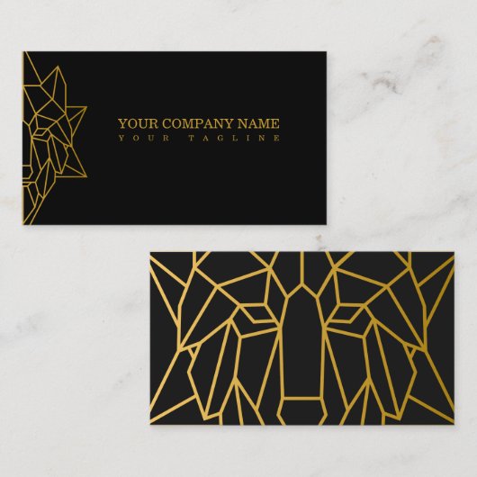 Wolf goud geometrisch ontwerp logo modern custom visitekaartje (Voorkant / Achterkant)
