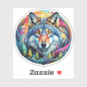 Wolf graphique avec Sticker de forêt tourbillonnan (Feuille)