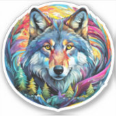 Wolf graphique avec Sticker de forêt tourbillonnan (Devant)
