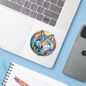 Wolf graphique avec Sticker de forêt tourbillonnan (Ordinateur portable avec iPhone)