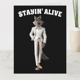 WOLF GRAPPIGE VERJAARDAG STAYIN' LEVENDE GROET KAART