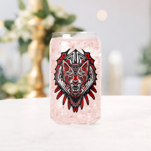 Wolf Haida Tribale Totem Ontwerp Blikvorm Glas